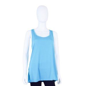 WOMEN'S CASCADE BLUE AQUA BLUE ACTIVE WEAR ATHLETIC RACER BACK TANK  TOP - LARGE